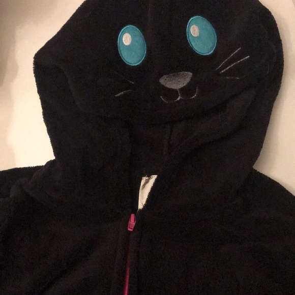 New nwot Hoodie Cat Onesie footed black pink - Picture 9 of 14